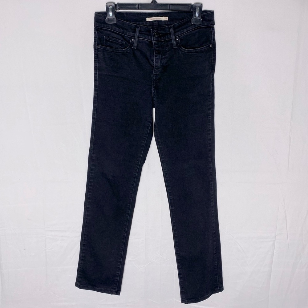 Levi’s 314 Black Mid Rise Shaping Straight Leg Jeans 28 Normcore Classic